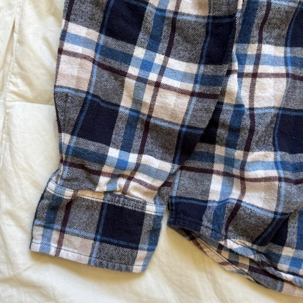 weatherproof vintage blue white plaid flannel shirt collared long sleeve cotton - Picture 7 of 8